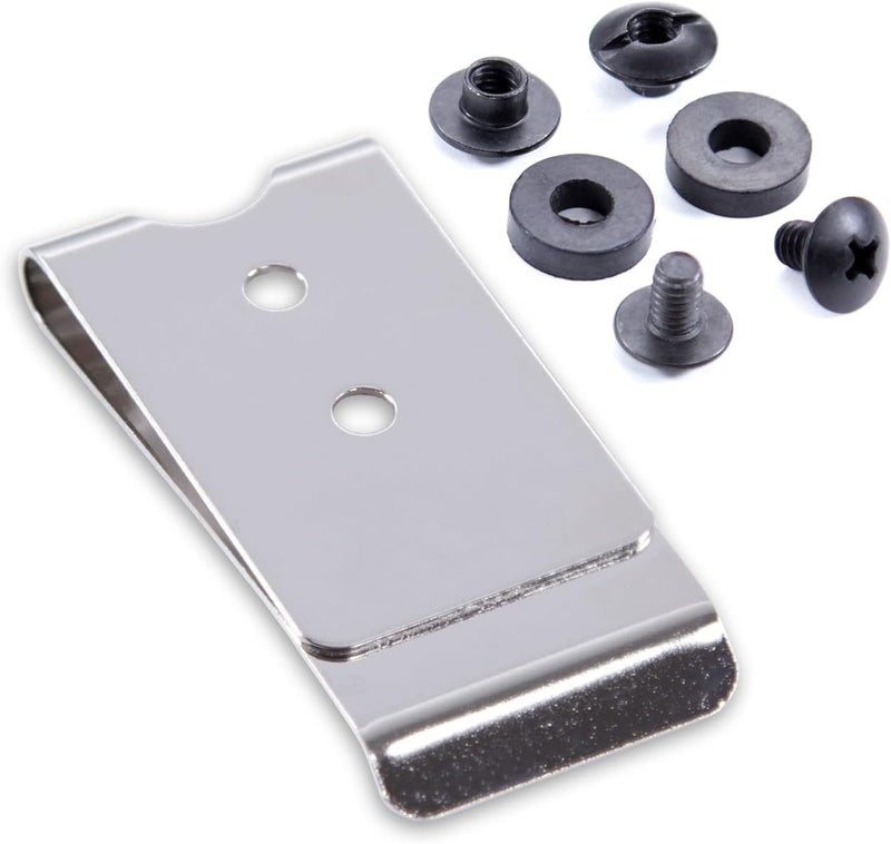 Holstex HolsterSmith Universal Metal Belt Clip - fits up to 2.0 inch Belts - Nickel & Black Finish – with Mounting Hardware - Image 3